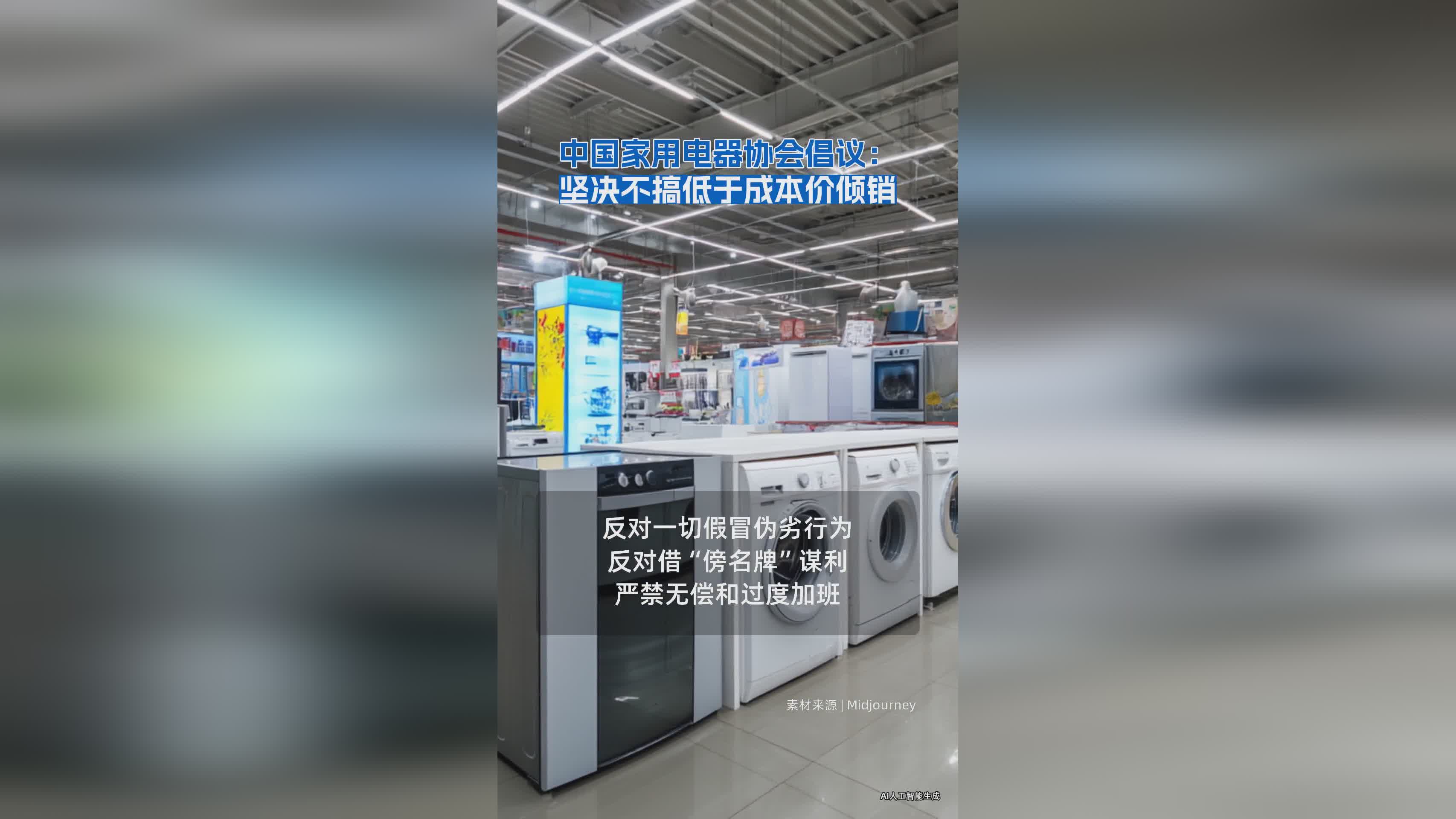 中国家用电器协会呼吁：杜绝低于成本价倾销行为