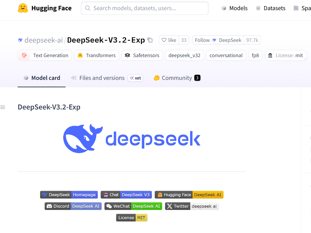 DeepSeek发布V3.2-Exp新模型并开源，API价格直降超50%