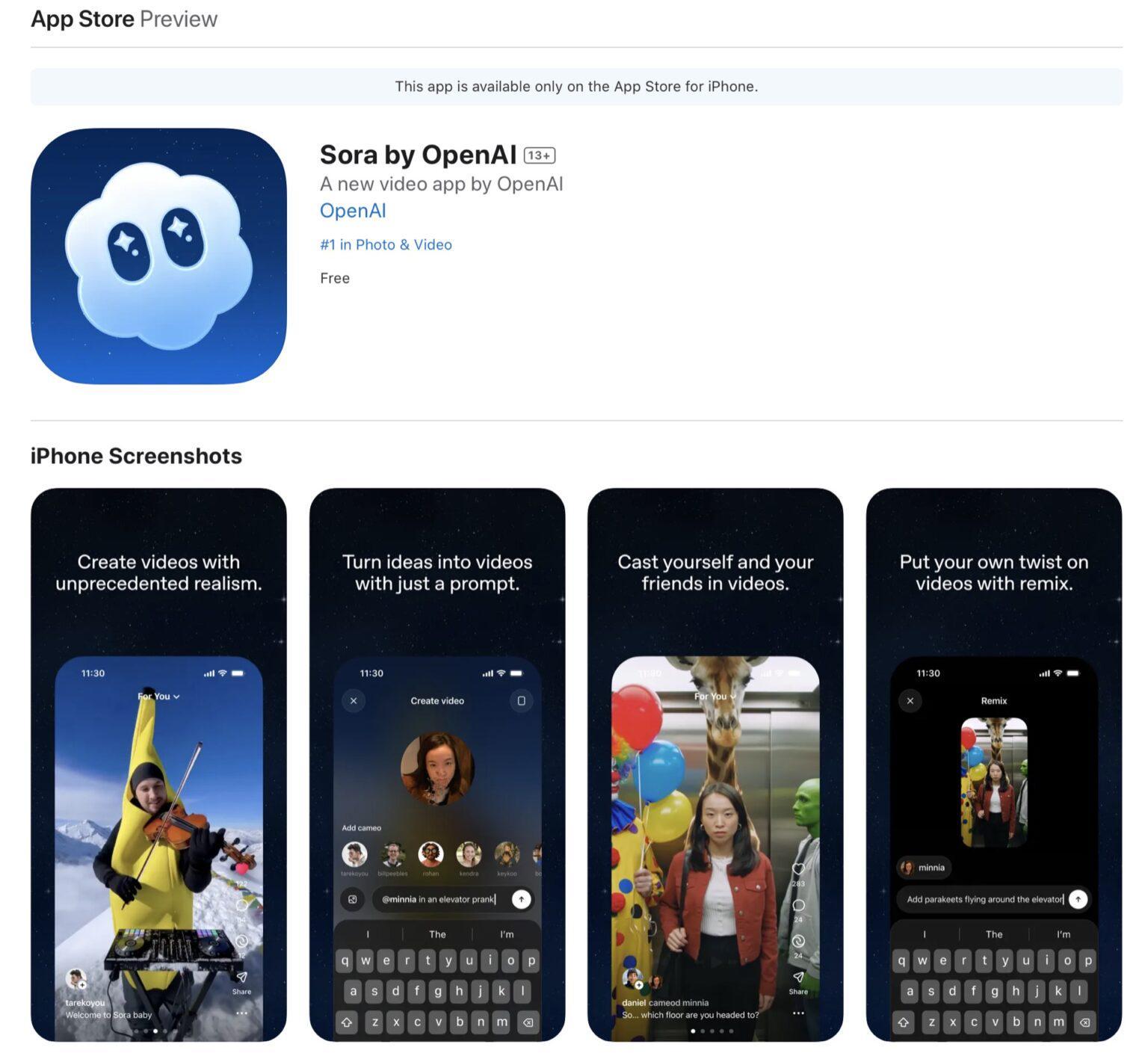 OpenAI Sora App上线4天登顶美国App Store，AI视频生成成新热点