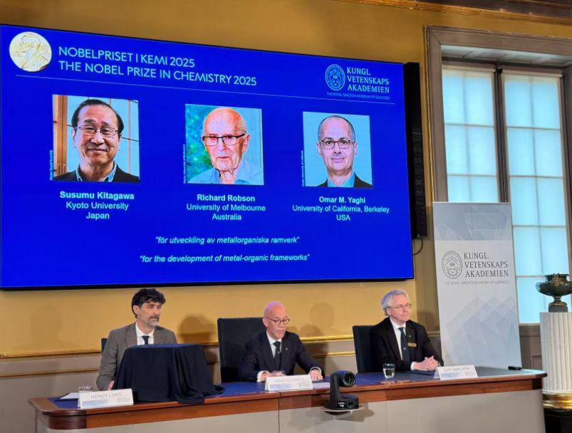 2025年诺贝尔化学奖揭晓：三位科学家共享836万奖金