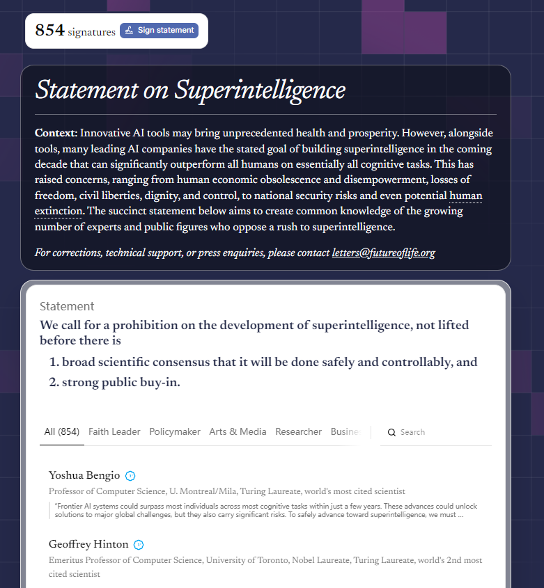 史无前例！800余名科技领袖联合呼吁：暂停超级智能研发