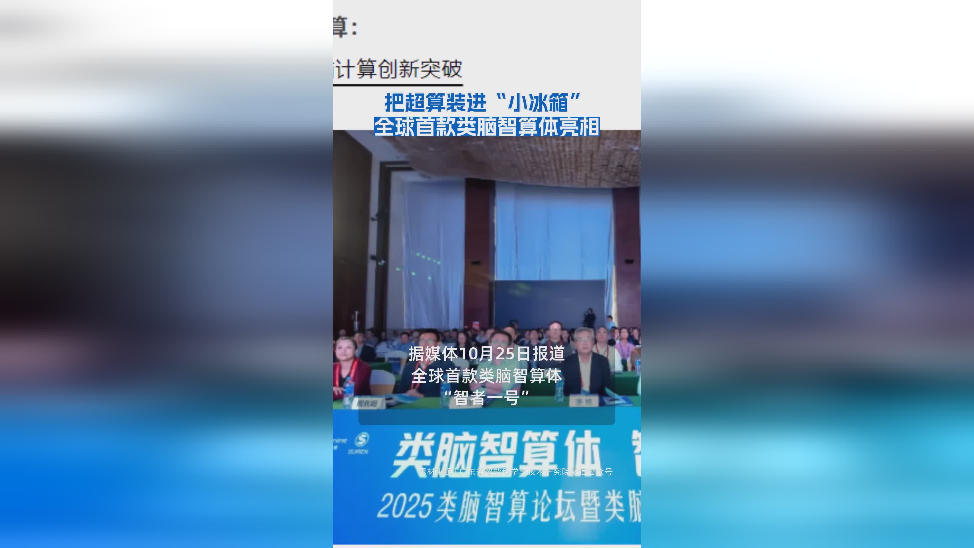 全球首款类脑智算体问世：超算级算力装入“小冰箱”