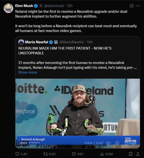 Neuralink首例受试者近况揭秘 马斯克透露双脑机植入计划