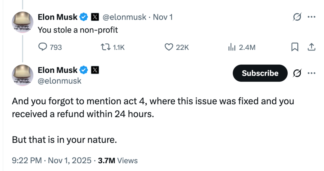 “硅谷甄嬛传”狗血续集:奥特曼优雅挑衅 马斯克狠狠回击