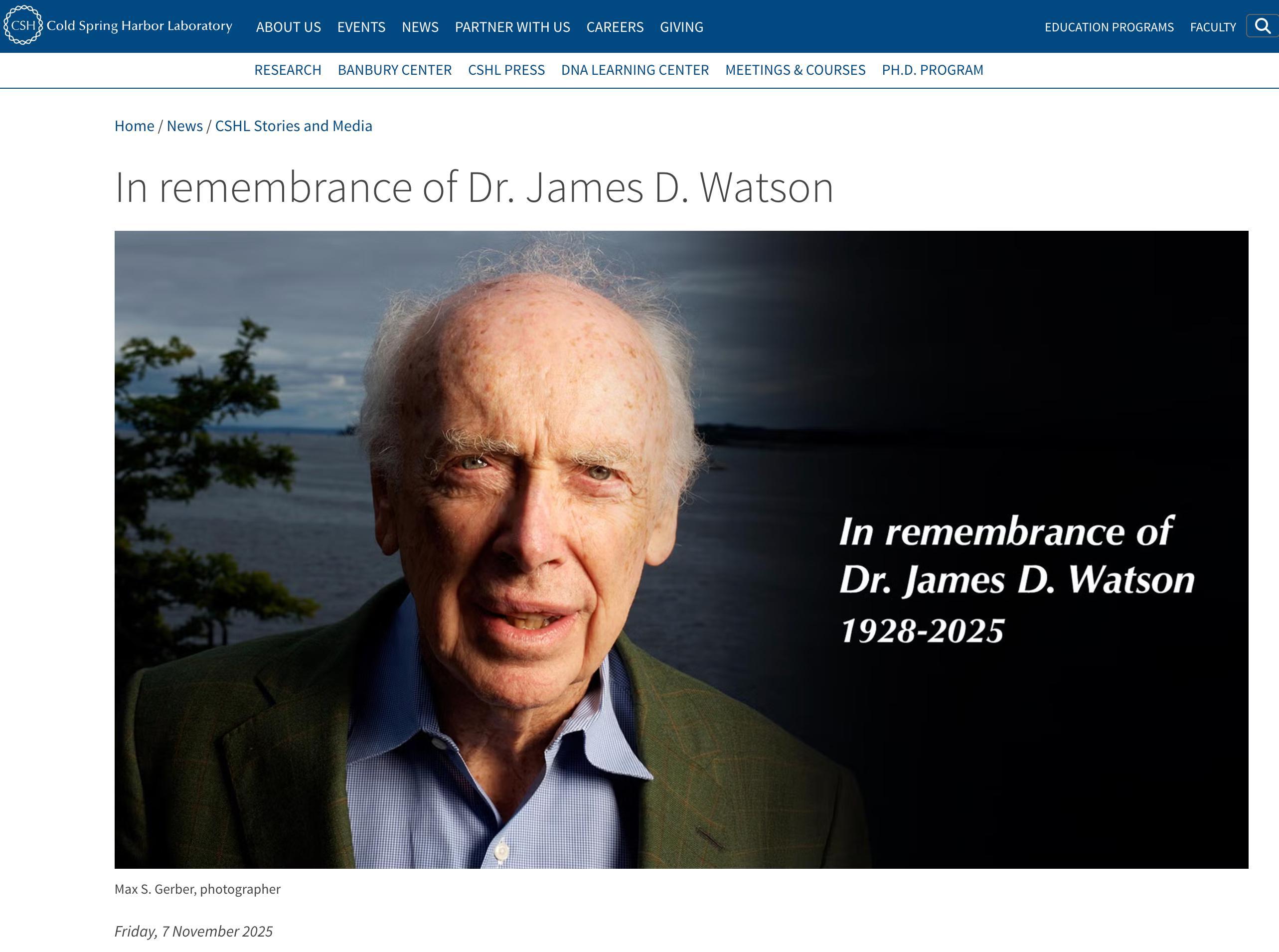 DNA双螺旋结构发现者詹姆斯·沃森逝世，科学巨匠陨落享年97岁