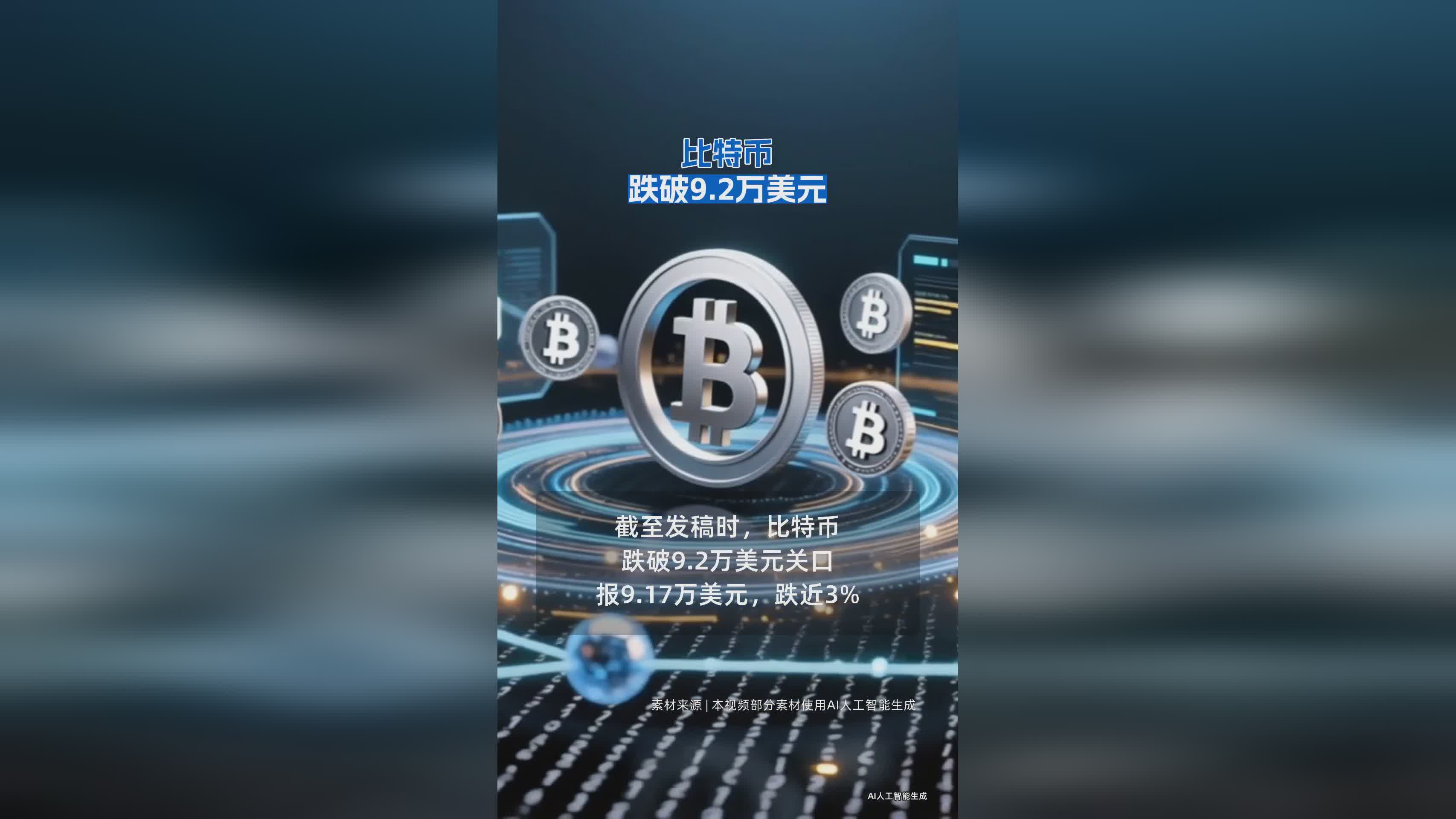 比特币价格骤跌：跌破9.2万美元大关，市场波动加剧