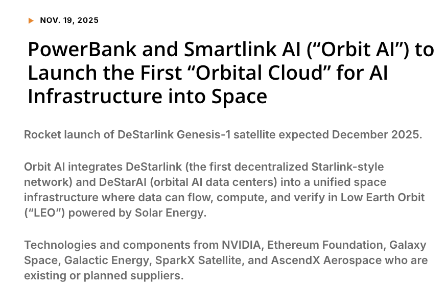 轨道云竞争白热化：初创公司计划将英伟达芯片送入太空