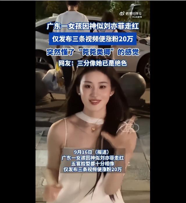 广东女孩酷似刘亦菲走红网络，3条视频吸粉20万引热议