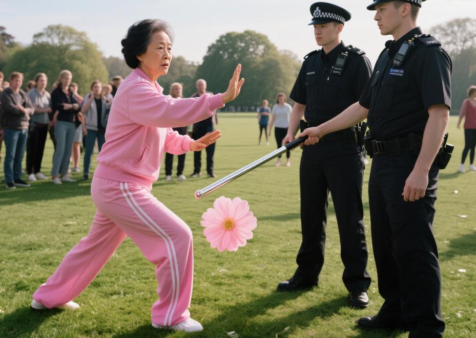 上海退休大妈伦敦公园晨练八卦，被英警驱赶，拒离开后英警抡警棍