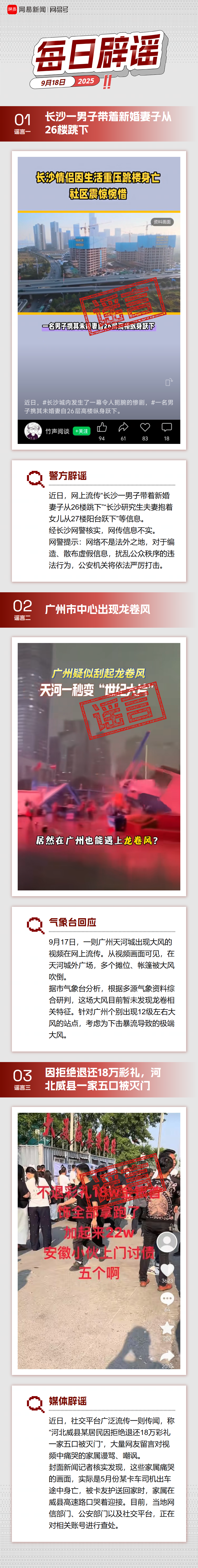 网易号平台9月18日辟谣公告：打击虚假信息，维护内容生态