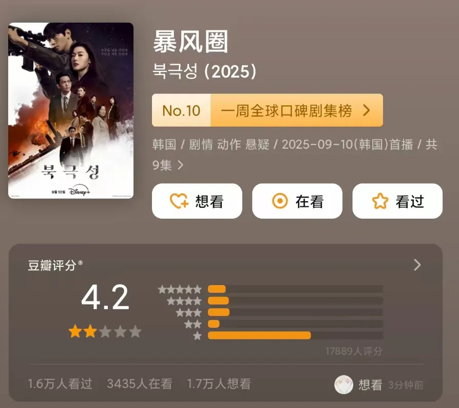 《暴风圈》豆瓣评分截图