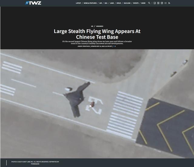 美媒关注：马兰基地现42米巨型飞翼机，机身20米引热议