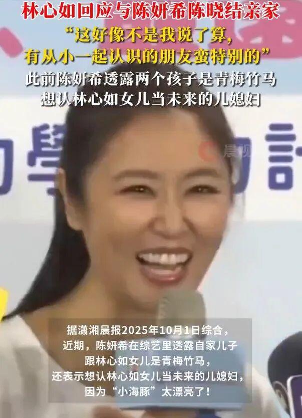 林心如回应与陈妍希陈晓结亲家传闻，话题引爆热搜