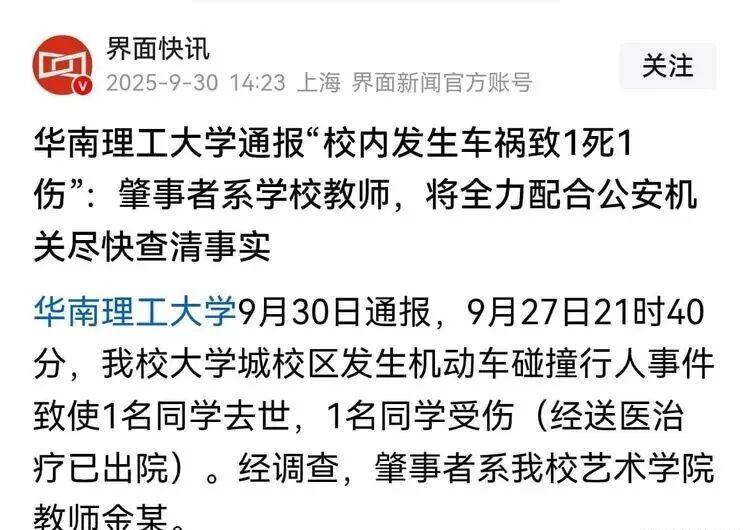 华南理工教师金雷肇事真相：前科曝光，校方处理引众怒