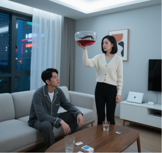 妻子听信偏方，逼我喝下泡了半年的蜈蚣药酒，当晚酒劲上来她懵了