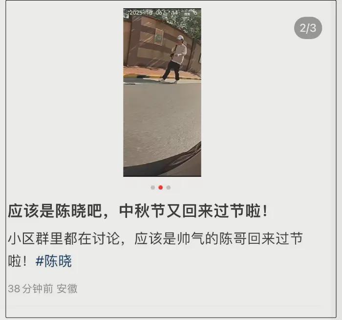 陈晓中秋低调返乡陪孩子，陈妍希忙话剧与妈妈共度佳节