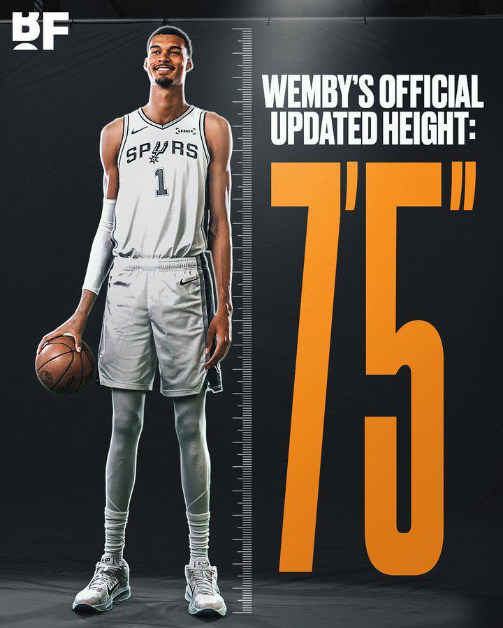 NBA与马刺官宣：文班亚马身高增至2米26，新赛季更恐怖