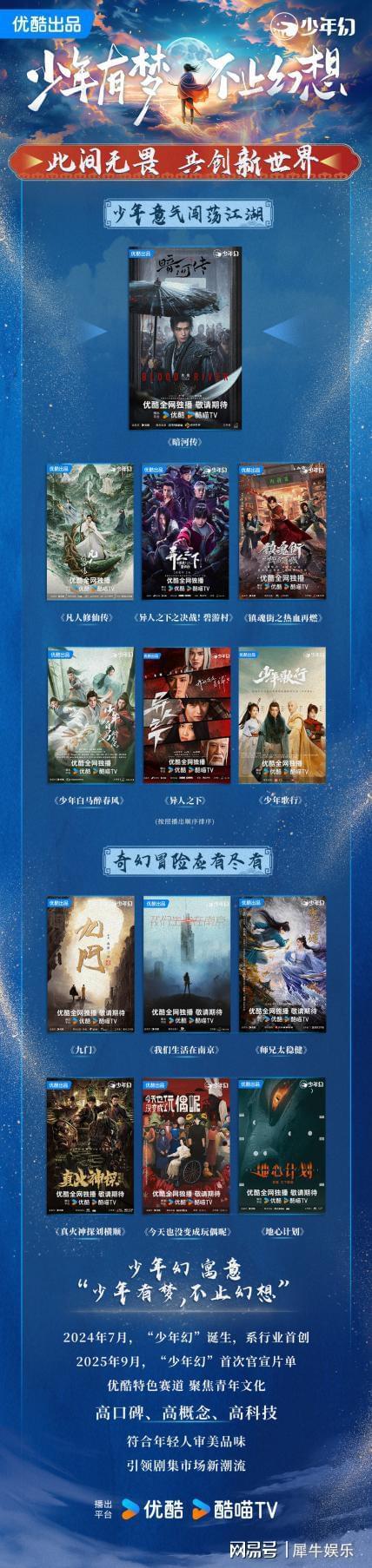优酷‘少年幻’片单发布，《暗河传》领衔新武侠热潮