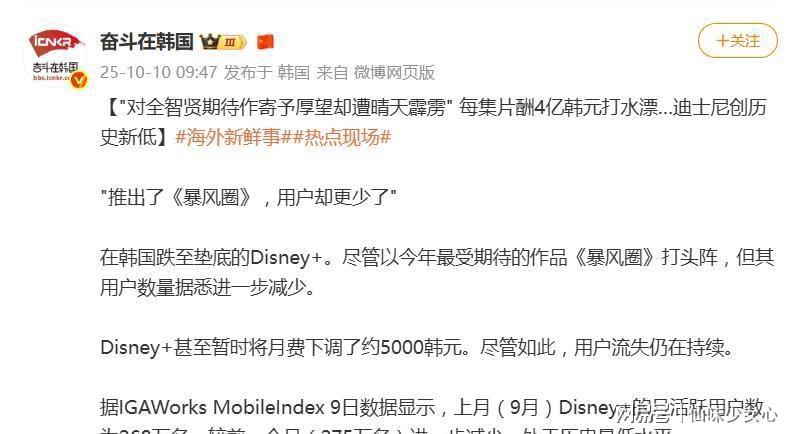 全智贤新剧《暴风圈》创迪士尼韩国最低收视纪录