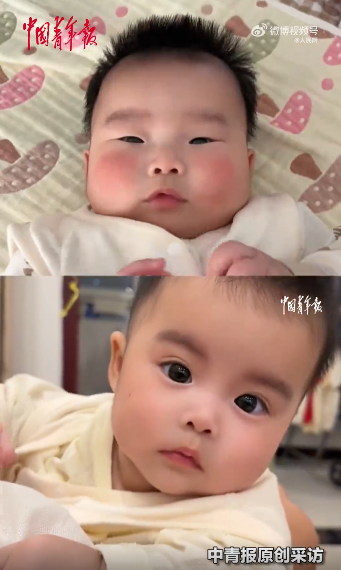 山东龙凤胎眼睛反差萌：哥哥似葡萄干，妹妹如葡萄般水灵