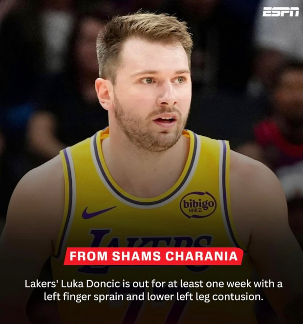 东契奇小腿挫伤休战一周，湖人面临单核带队挑战