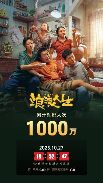 电影《浪浪人生》上映28天观影人次突破1000万大关