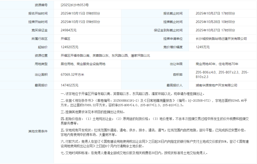 保利8497元/㎡摘长沙市中心黄金地块，溢价18%！