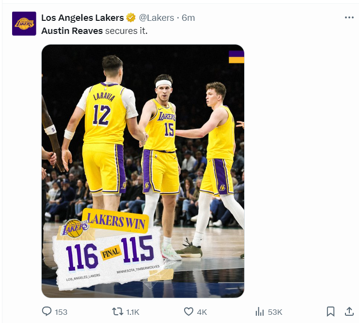 里夫斯绝杀森林狼引全美热议：魔术师赞英雄，东契奇称GOAT