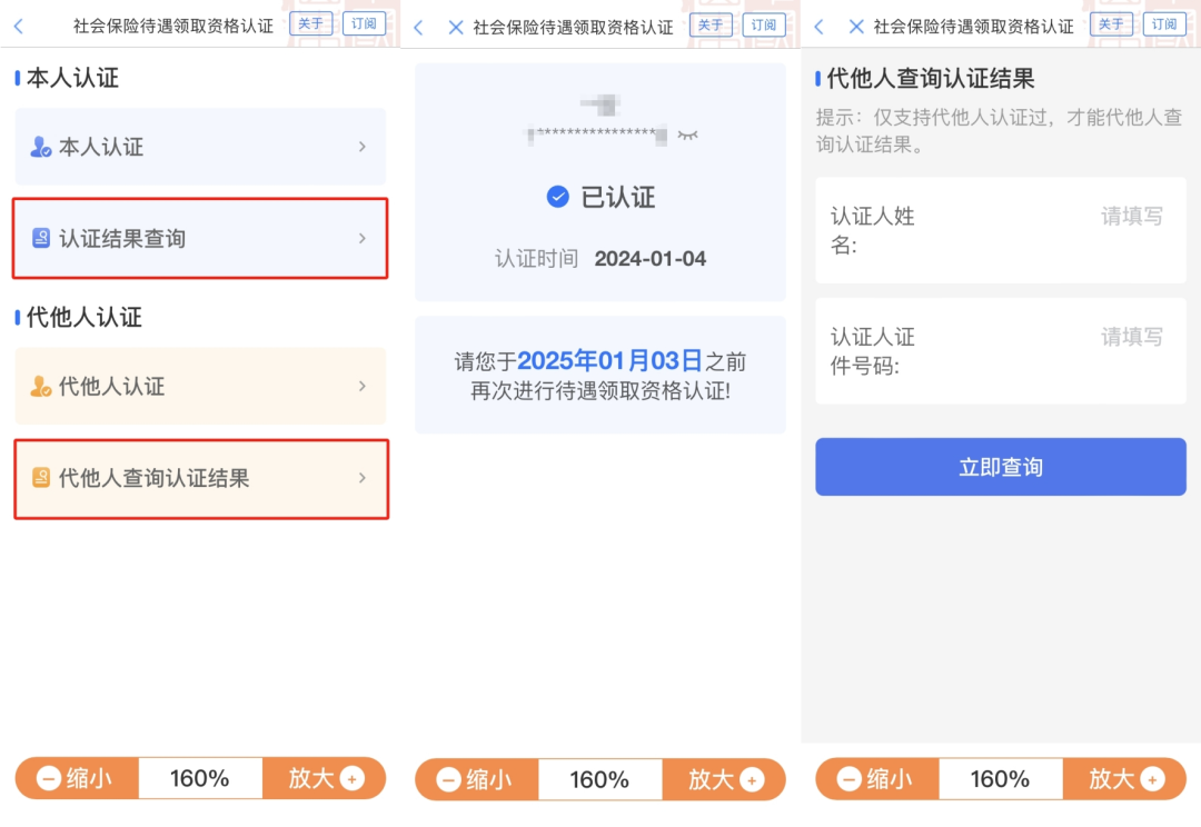 认证结果查询界面
