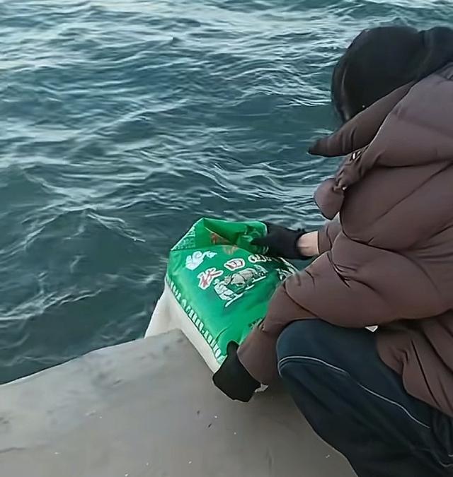 辽宁葫芦岛海边现离奇放生：多人倾倒大米入海引争议