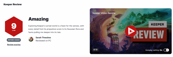 IGN盛赞《Keeper》：9分佳作，超现实冒险的感官盛宴