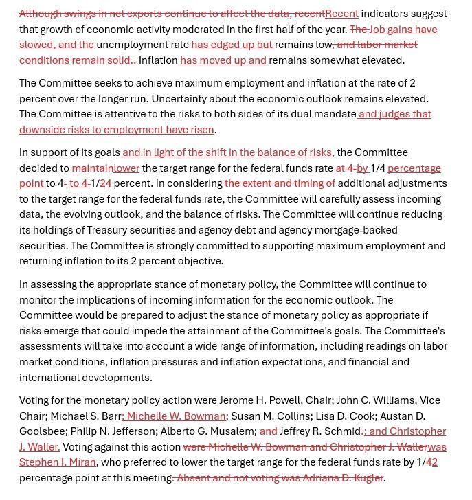 美联储2025年首次降息25基点，年内或再降两次，聚焦就业风险