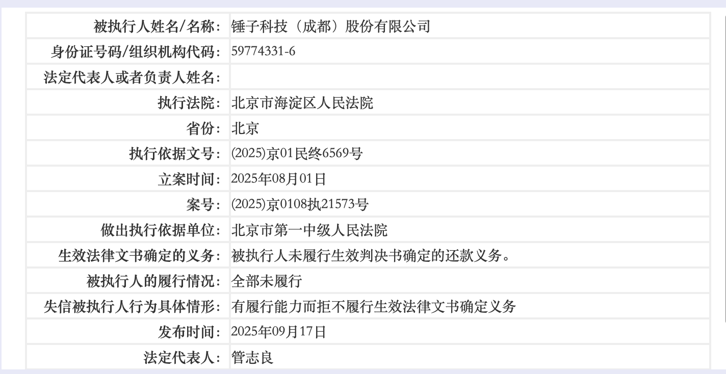 罗永浩再陷风波：锤子科技新增失信被执行人信息
