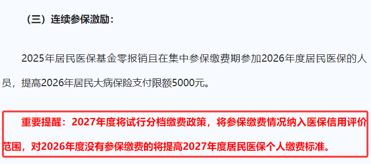 2027年居民医保分档缴费新规：断缴将涨价，参保人必看！