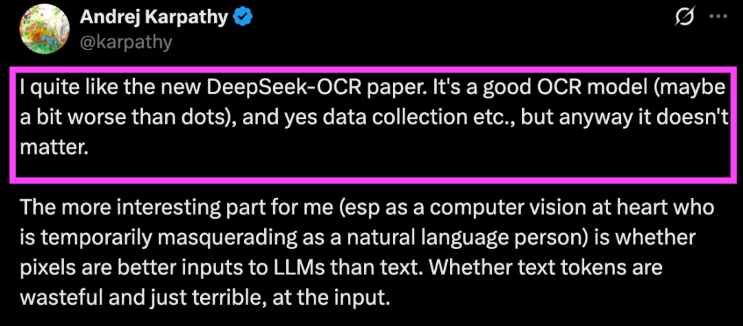 DeepSeek OCR论文引发热议：Karpathy推崇像素输入，马斯克预言光子未来