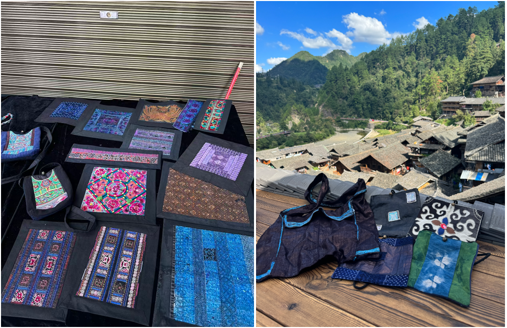 苗族绣片和小包