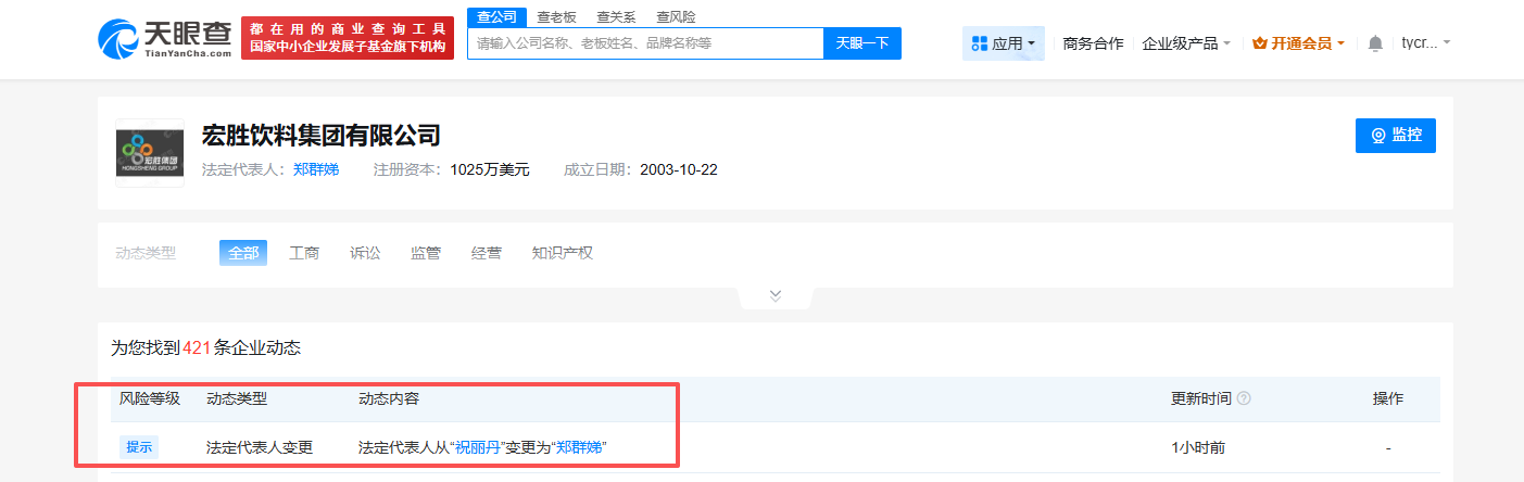 宏胜集团法定代表人变更：郑群娣接任，祝丽丹卸任