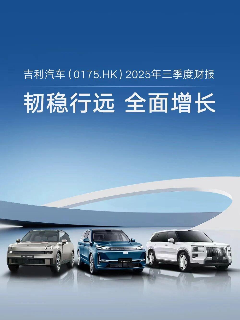 吉利2025年Q3财报：新能源车销量同比激增114%