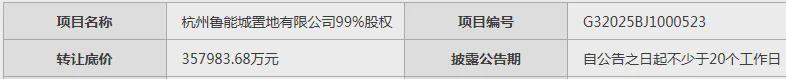 杭州地标群36亿起售！知名央企鲁能集团转让超高层项目