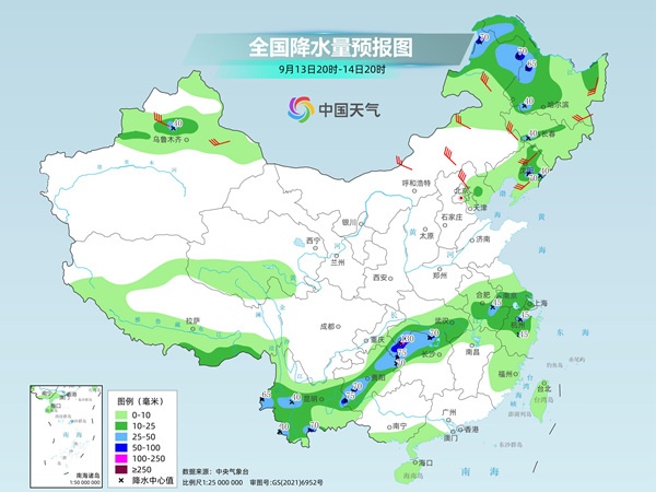 南方降雨云图
