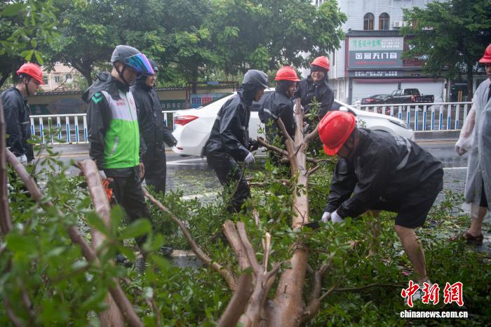 台风麦德姆登陆广西沿海 城市秩序恢复进行时
