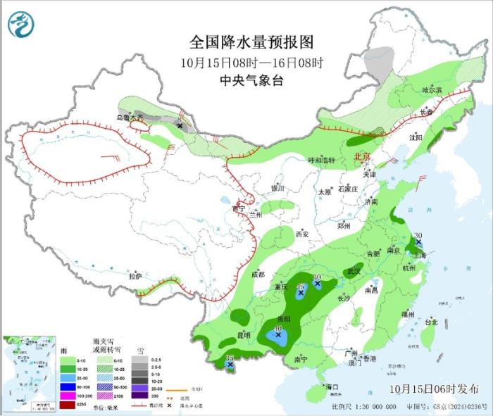 明后两天华西至黄淮雨势增强 冷空气发力全国降温