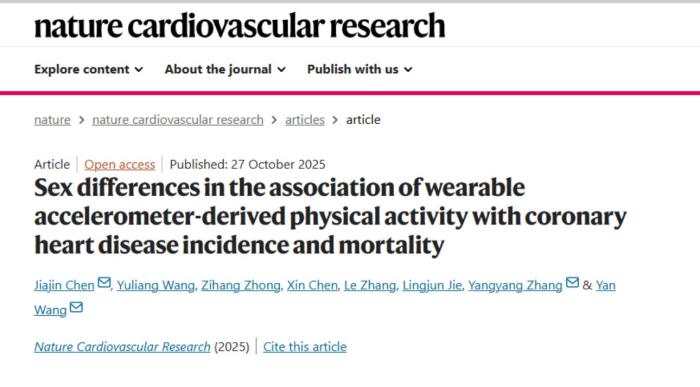 《自然-心血管研究》论文发表截图