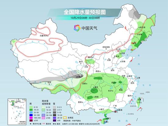 我国中东部降水发展多地气温下滑 青藏高原大范围雨雪持续
