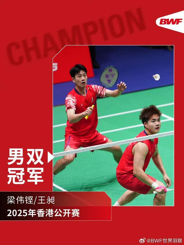 梁伟铿/王昶中国香港赛男双夺冠，2-1力克印度强敌