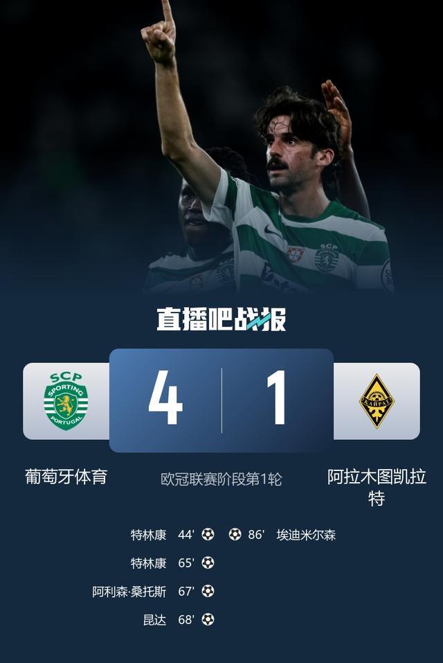 特林康：欧冠首战本可再进一球，葡体目标直指淘汰赛