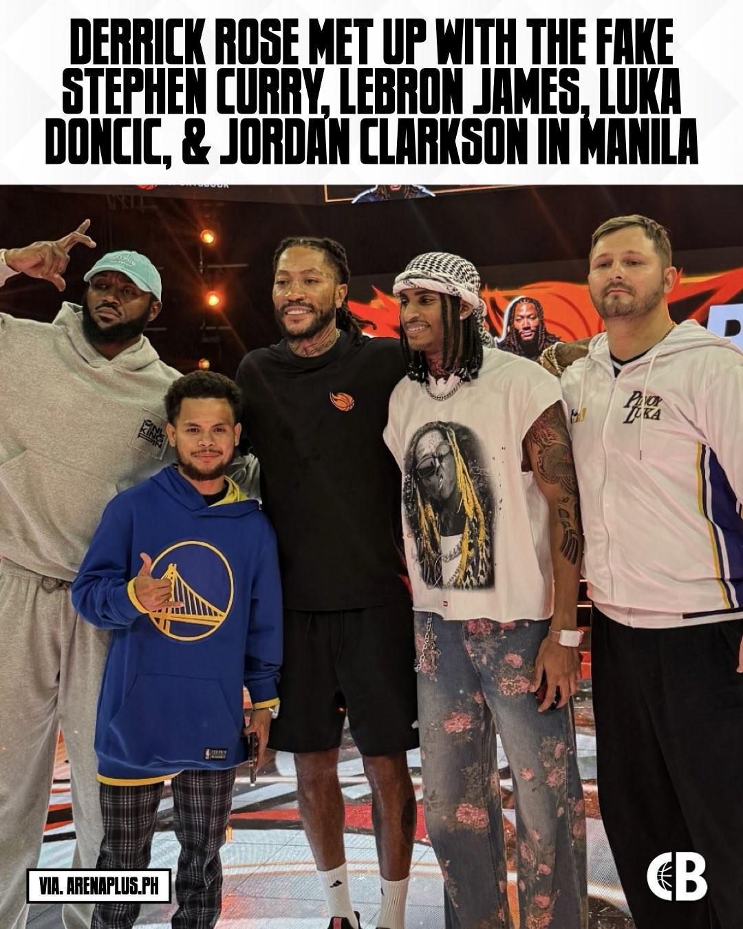德里克·罗斯菲律宾行与NBA球星模仿者趣味合影
