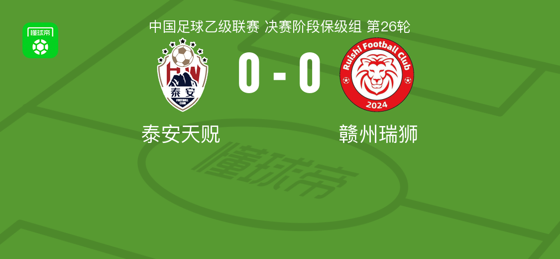 泰安天贶0-0战平赣州瑞狮，激烈对决5人染黄