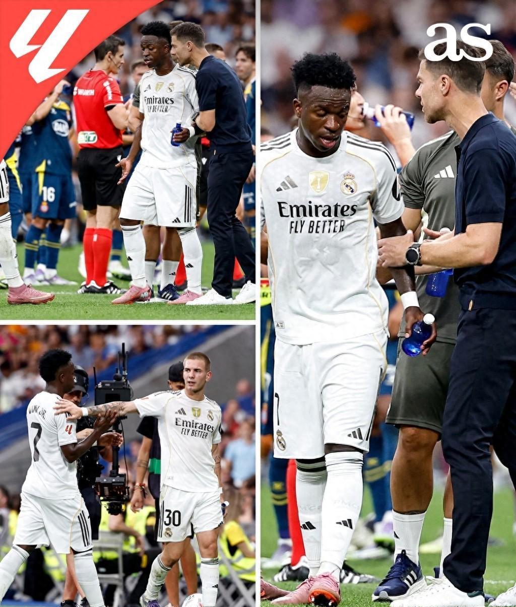 皇马2-0胜西班牙人却现争议：维尼修斯被换下情绪失控引热议
