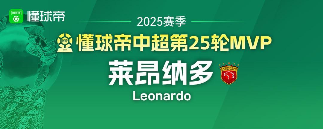 2025赛季中超第25轮MVP揭晓：莱昂纳多帽子戏法封王